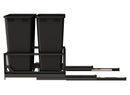 REV A SHELF : Aluminum Double Black 50 Qt. Pullout Waste Container w/ Soft-Close for 21" Base Cabinets