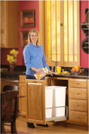 REV A SHELF : Aluminum  Pullout Double Waste Container for Full-Height Cabinets w/ Soft-Close