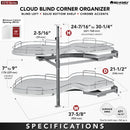 REV A SHELF : Contemporary Cloud 2-Shelf Blind Corner Organizer for Right Opening/Blind Left Cabinet