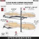 REV A SHELF : Contemporary Cloud 2-Shelf Blind Corner Organizer for Left Opening/Blind Right Cabinet