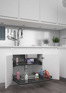 REV A SHELF : Solid Surface U-Shape Pullout Organizer for Sink Base Cabinets w/ Soft-Close