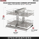 REV A SHELF : Gray Two-Tier Elite Optimizer w/ Soft-Close Slides for 15" Blind Corner Cabinet Openings