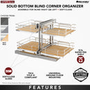 REV A SHELF : Maple Two-Tier Elite Optimizer w/ Soft-Close Slides for 15" Blind Corner Cabinet Openings