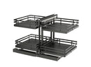 REV A SHELF : Orion Gray Two-Tier Elite Optimizer w/ Soft-Close Slides for 18" Blind Corner Cabinet Openings