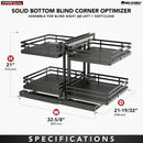 REV A SHELF : Orion Gray Two-Tier Elite Optimizer w/ Soft-Close Slides for 18" Blind Corner Cabinet Openings