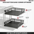 REV A SHELF : Orion Gray Two-Tier Elite Optimizer w/ Soft-Close Slides for 18" Blind Corner Cabinet Openings