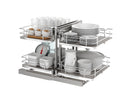 REV A SHELF : Gray Two-Tier Elite Optimizer w/ Soft-Close Slides for 18" Blind Corner Cabinet Openings