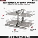 REV A SHELF : Gray Two-Tier Elite Optimizer w/ Soft-Close Slides for 18" Blind Corner Cabinet Openings