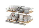 REV A SHELF : Maple Two-Tier Elite Optimizer w/ Soft-Close Slides for 18" Blind Corner Cabinet Openings