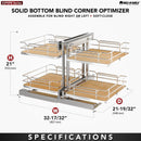 REV A SHELF : Maple Two-Tier Elite Optimizer w/ Soft-Close Slides for 18" Blind Corner Cabinet Openings