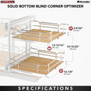 REV A SHELF : Maple Two-Tier Elite Optimizer w/ Soft-Close Slides for 18" Blind Corner Cabinet Openings