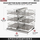 REV A SHELF : Gray Three-Tier Elite Optimizer w/ Soft-Close Slides for 15" Blind Corner Cabinet Openings