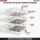 REV A SHELF : Gray Three-Tier Elite Optimizer w/ Soft-Close Slides for 15" Blind Corner Cabinet Openings