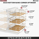 REV A SHELF : Maple Three-Tier Elite Optimizer w/ Soft-Close Slides for 15" Blind Corner Cabinet Openings