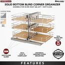 REV A SHELF : Gray Three-Tier Elite Optimizer w/ Soft-Close Slides for 18" Blind Corner Cabinet Openings