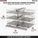 REV A SHELF : Gray Three-Tier Elite Optimizer w/ Soft-Close Slides for 18" Blind Corner Cabinet Openings