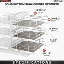 REV A SHELF : Gray Three-Tier Elite Optimizer w/ Soft-Close Slides for 18" Blind Corner Cabinet Openings