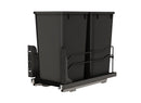 REV A SHELF : Steel Double Black 27 Qt. Bottom Mount Pullout Waste Container w/ Soft-Close for 15" Base Cabinets