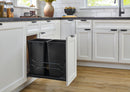 REV A SHELF : Steel Double Black 27 Qt. Bottom Mount Pullout Waste Container w/ Soft-Close for 15" Base Cabinets
