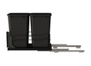 REV A SHELF : Steel Double Black 27 Qt. Bottom Mount Pullout Waste Container w/ Soft-Close for 15" Base Cabinets