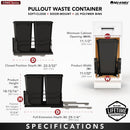 REV A SHELF : Steel Double Black 27 Qt. Bottom Mount Pullout Waste Container w/ Soft-Close for 15" Base Cabinets