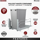REV A SHELF : Steel Bottom Mount Pullout Waste Container w/ Soft-Close