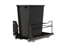 REV A SHELF : Steel Single Black 35 Qt. Bottom Mount Pullout Waste Container w/ Soft-Close for 15" Base Cabinets