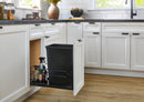 REV A SHELF : Steel Single Black 35 Qt. Bottom Mount Pullout Waste Container w/ Soft-Close for 15" Base Cabinets