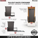 REV A SHELF : Steel Bottom Mount Pullout Waste Container for Full-Height Cabinets w/ Soft-Close