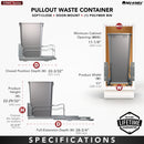 REV A SHELF : Steel Bottom Mount Pullout Waste Container for Full-Height Cabinets w/ Soft-Close