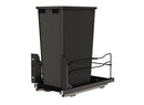 REV A SHELF : Steel Single Black 50 Qt. Bottom Mount Pullout Waste Container w/ Soft-Close for 15" Base Cabinets