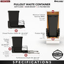 REV A SHELF : Steel Single Black 50 Qt. Bottom Mount Pullout Waste Container w/ Soft-Close for 15" Base Cabinets