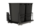 REV A SHELF : Steel Double Black 35 Qt. Bottom Mount Pullout Waste Container w/ Soft-Close for 18" Base Cabinets