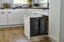 REV A SHELF : Steel Double Black 35 Qt. Bottom Mount Pullout Waste Container w/ Soft-Close for 18" Base Cabinets