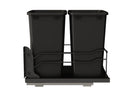 REV A SHELF : Steel Double Black 35 Qt. Bottom Mount Pullout Waste Container w/ Soft-Close for 18" Base Cabinets