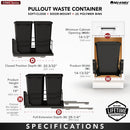 REV A SHELF : Steel Double Black 35 Qt. Bottom Mount Pullout Waste Container w/ Soft-Close for 18" Base Cabinets