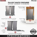 REV A SHELF : Steel Bottom Mount Double Pullout Waste Container for Full-Height Cabinets w/ Soft-Close