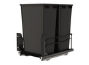 REV A SHELF : Steel Double Black 50 Qt. Bottom Mount Pullout Waste Container w/ Soft-Close for 21" Base Cabinets