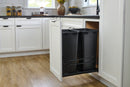 REV A SHELF : Steel Double Black 50 Qt. Bottom Mount Pullout Waste Container w/ Soft-Close for 21" Base Cabinets