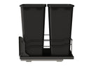 REV A SHELF : Steel Double Black 50 Qt. Bottom Mount Pullout Waste Container w/ Soft-Close for 21" Base Cabinets