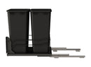 REV A SHELF : Steel Double Black 50 Qt. Bottom Mount Pullout Waste Container w/ Soft-Close for 21" Base Cabinets