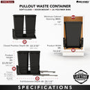REV A SHELF : Steel Double Black 50 Qt. Bottom Mount Pullout Waste Container w/ Soft-Close for 21" Base Cabinets