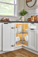 REV A SHELF : Steel Kidney-Shaped 2-Shelf Lazy Susans for Corner Base Cabinets
