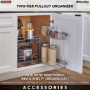 REV A SHELF : Two-Tier Side Mount Pullout Steel Wire Organizer