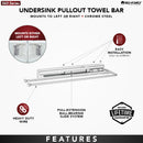 REV A SHELF : Chrome Undersink 2-Prong Pullout Dish Towel Bar