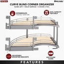 REV A SHELF : Contemporary Curve Pullout Organizer for Left Opening/Blind Right Corner Cabinet