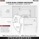 REV A SHELF : Contemporary Curve Pullout Organizer for Left Opening/Blind Right Corner Cabinet