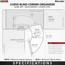 REV A SHELF : Contemporary Curve Pullout Organizer for Right Opening/Blind Left Corner Cabinet
