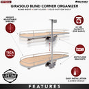 REV A SHELF : Two-Tier Maple Solid Bottom Girasolo for Left Opening/Blind Right Corner Cabinet - 12" Opening