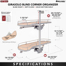 REV A SHELF : Two-Tier Maple Solid Bottom Girasolo for Left Opening/Blind Right Corner Cabinet - 12" Opening